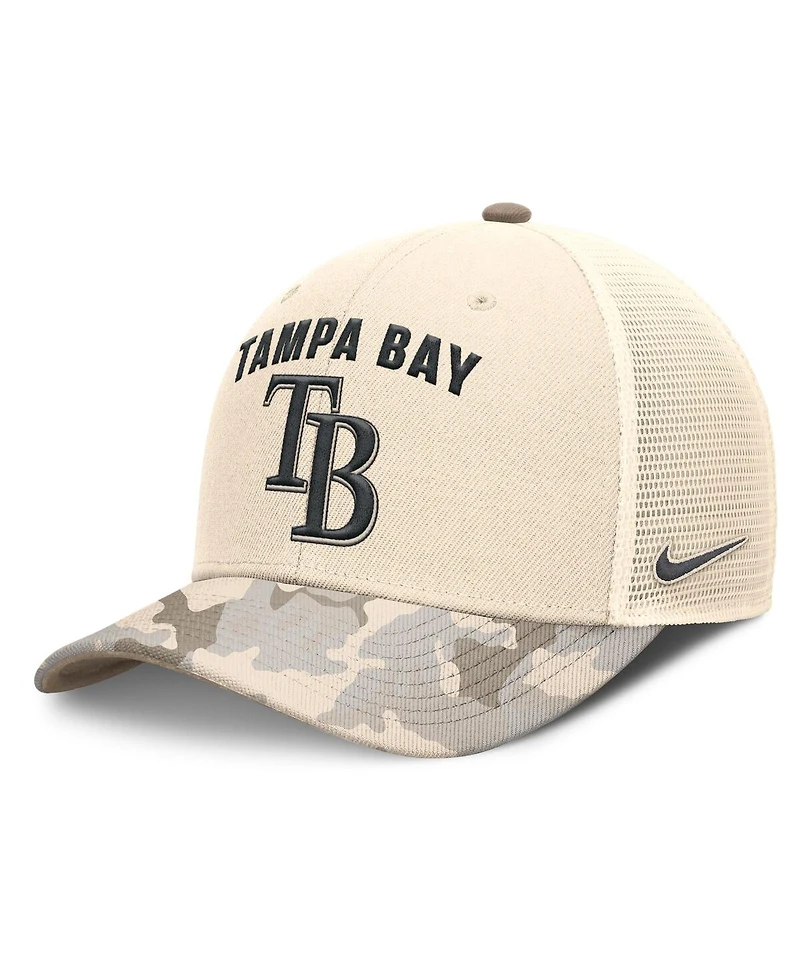 Nike Men's Natural Tampa Bay Rays Camo Natural Pack Rise Adjustable Trucker Hat