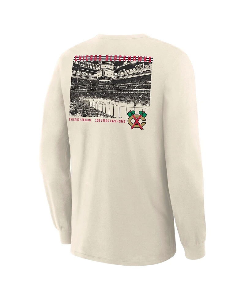 Fanatics Men's Beige Chicago Blackhawks Centennial Legacy Long Sleeve T-Shirt