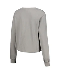 The Wild Collective Women's Gray San Jose Earthquakes Cropped Long Sleeve T-Shirt