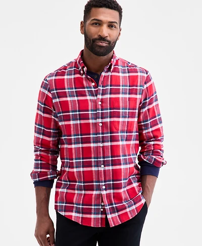 Club Room Men's Regular-Fit Plaid Flannel Shirt, Created for Macy's