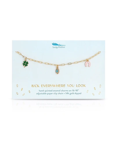 Lucky Feather Enamel Treasure Necklace - Luck
