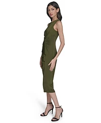 Vince Camuto Petite Satin Sleeveless Draped Midi Dress