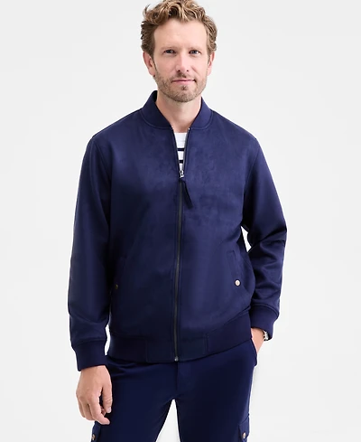 Club Room Men's Faux-Suede Baseball Collar Jacket, Macy's Exclusive
