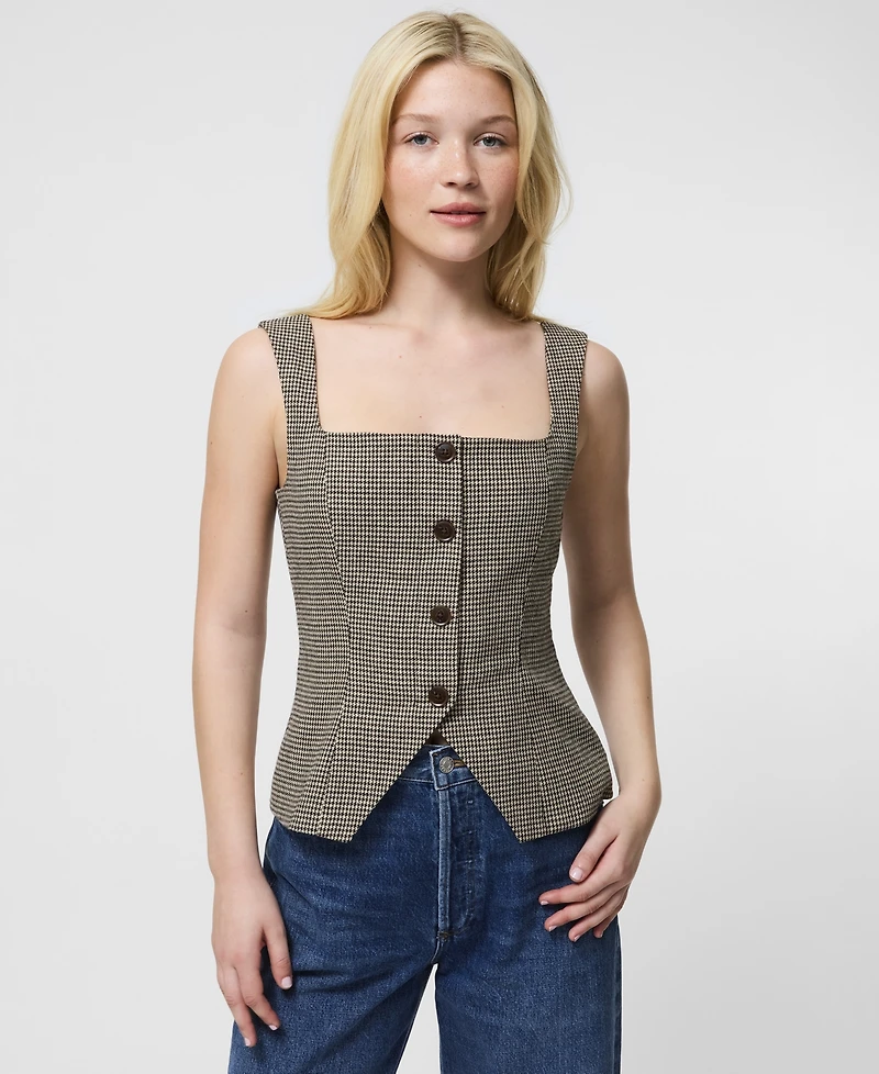 French Connection Women's Houndstooth Square-Neck Top