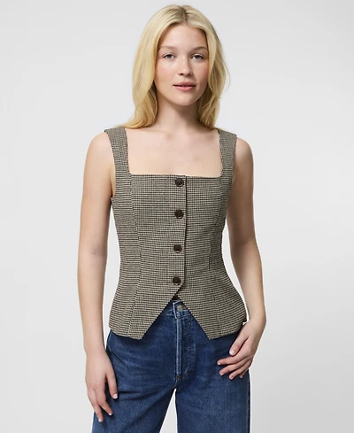 French Connection Women's Houndstooth Square-Neck Top