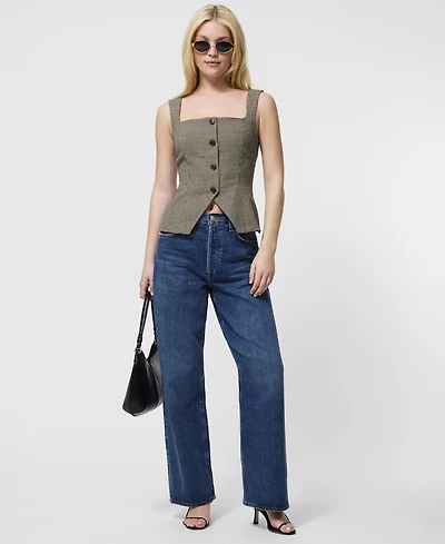 French Connection Women's Houndstooth Square-Neck Top