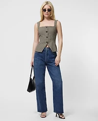 French Connection Women's Houndstooth Square-Neck Top
