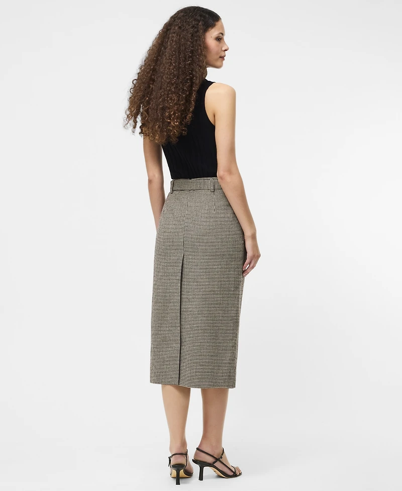 French Connection Women's Houndstooth Belted Midi Skirt