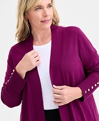 Jm Collection Plus Open-Front Long-Sleeve Cardigan, Exclusively at Macy's