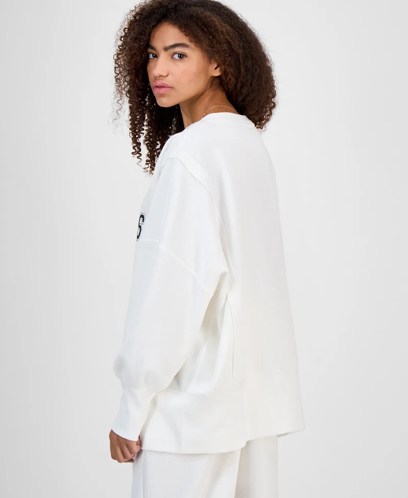 Planet Gold Juniors' Oversized Graphic-Print Sweatshirt