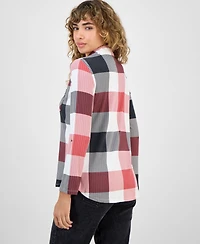 Just Polly Juniors' Plaid Knit Shirt