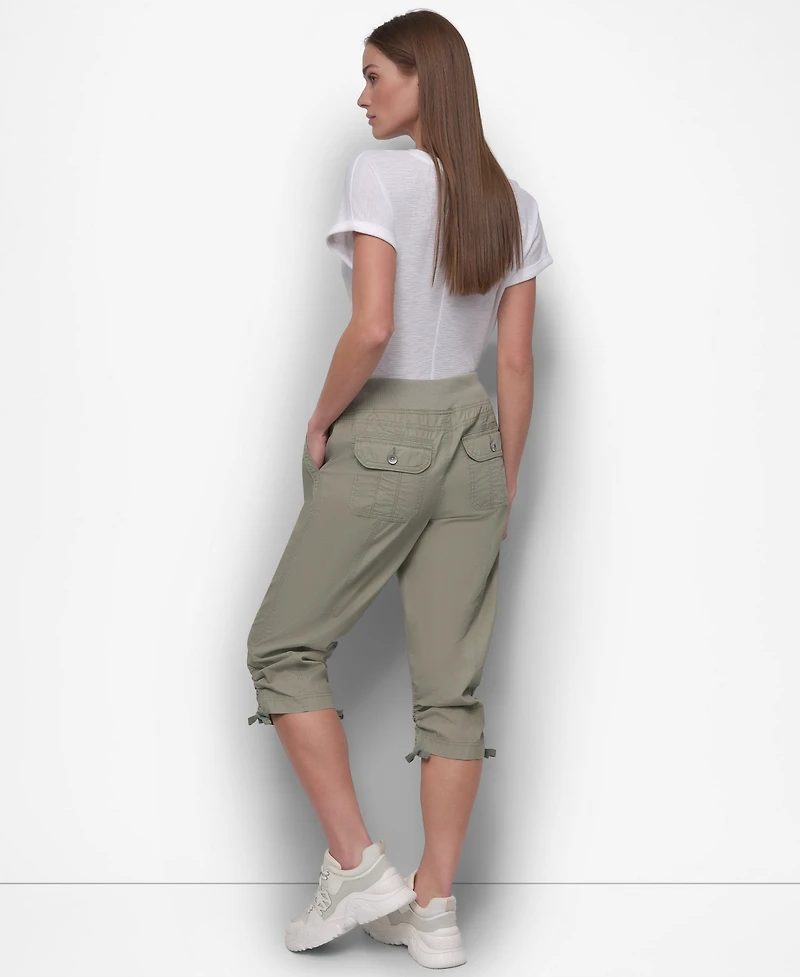 Dkny Women's Convertible Capri Cotton Poplin Cargo Pants