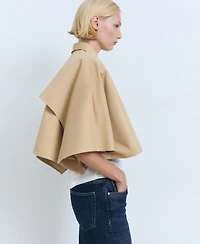 Mango Women's Cape Style Cropped Trench Jacket