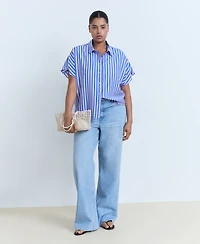 Mango Women's Short Sleeve Striped Shirt