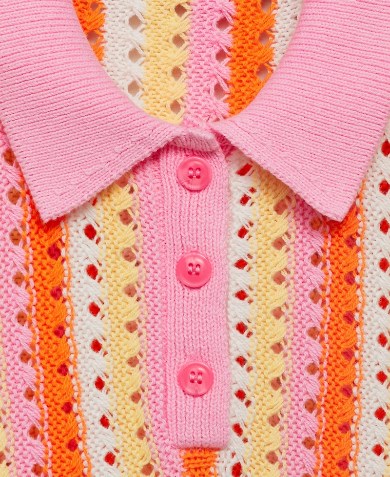 Mango Women's Striped Openwork Knit Sweater