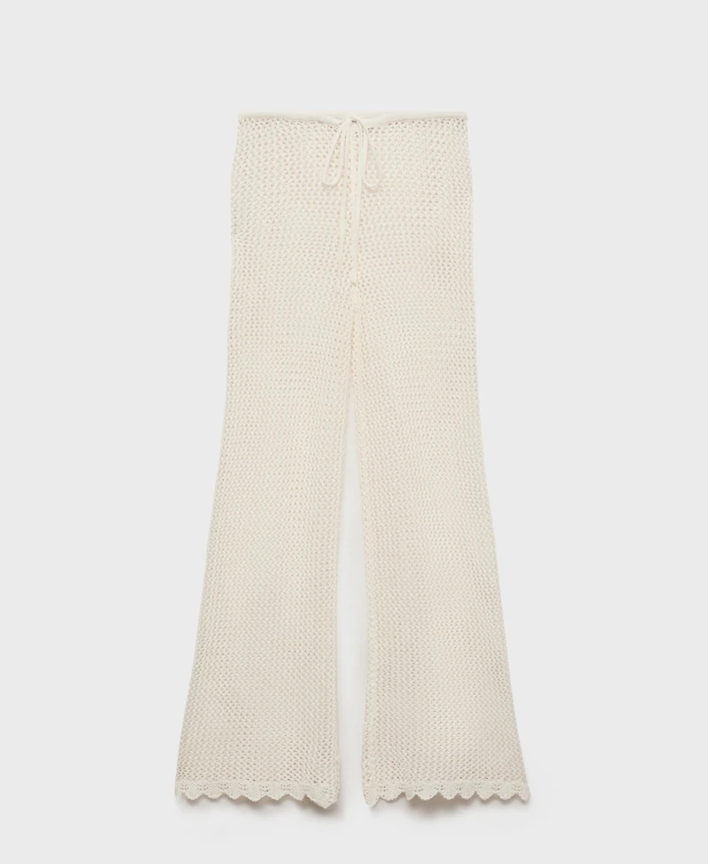 Mango Women's Crochet Flared Pants