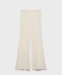 Mango Women's Crochet Flared Pants