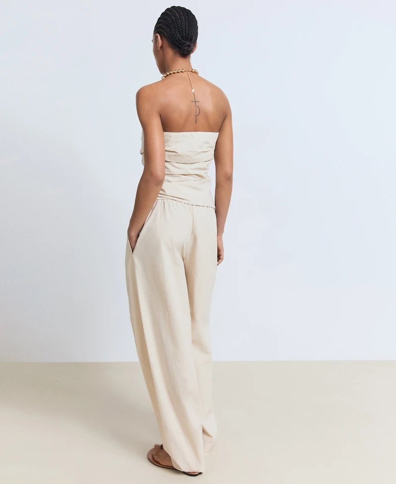 Mango Women's Paper Bag Cotton Pants
