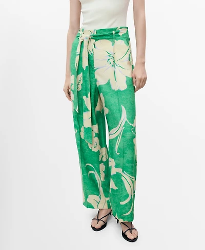 Mango Women's Belt Printed Pants