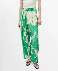Mango Women's Belt Printed Pants
