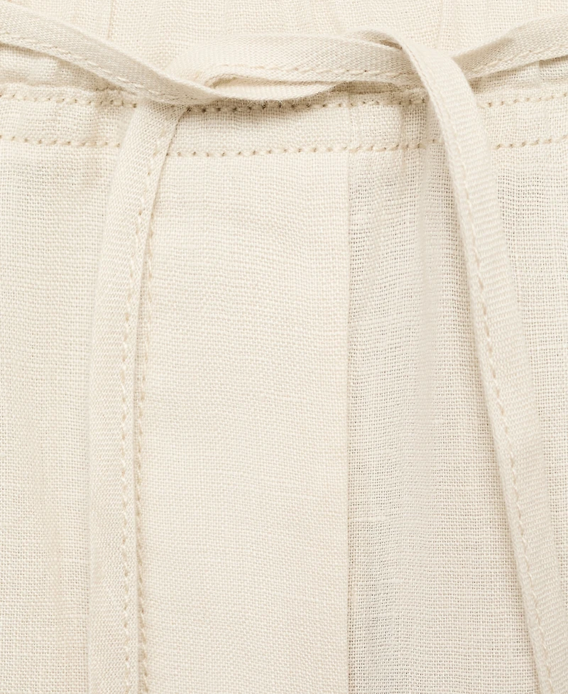 Mango Women's Drawstring Linen Pants