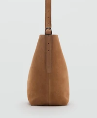 Mango Women's Leather Bucket Bag