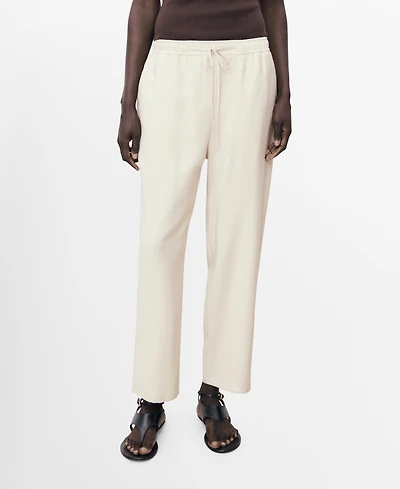 Mango Women's Drawstring Flowy Pants