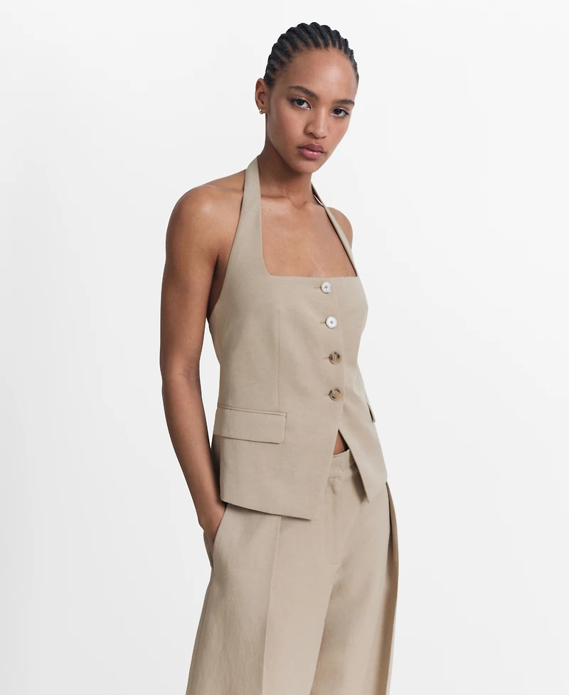 Mango Women's Linen Suit Vest