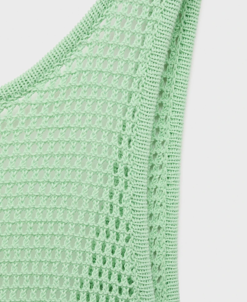 Mango Women's Long Two-Tone Crochet Dress