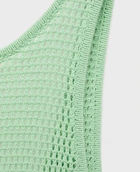Mango Women's Long Two-Tone Crochet Dress