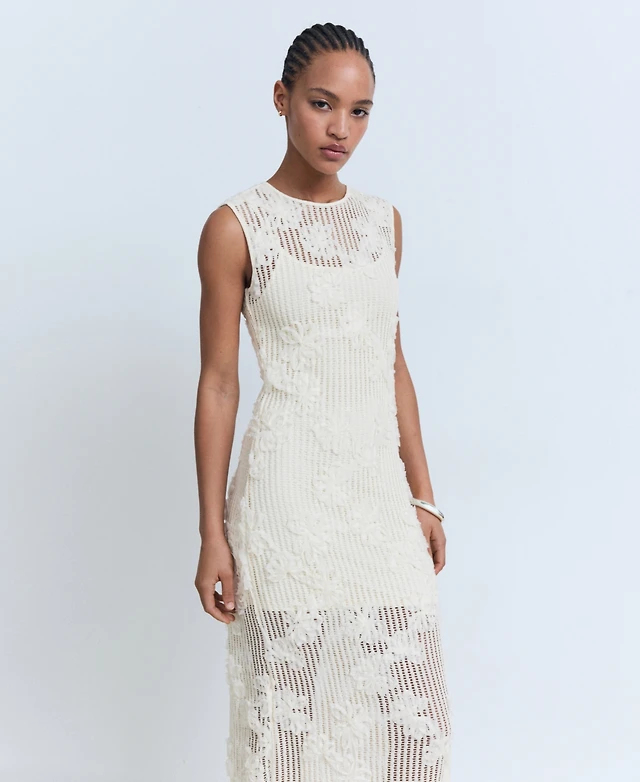 sleeveless guipure lace maxi dress VINE GUIPURE LACE MAXI DRESS IN BLACK