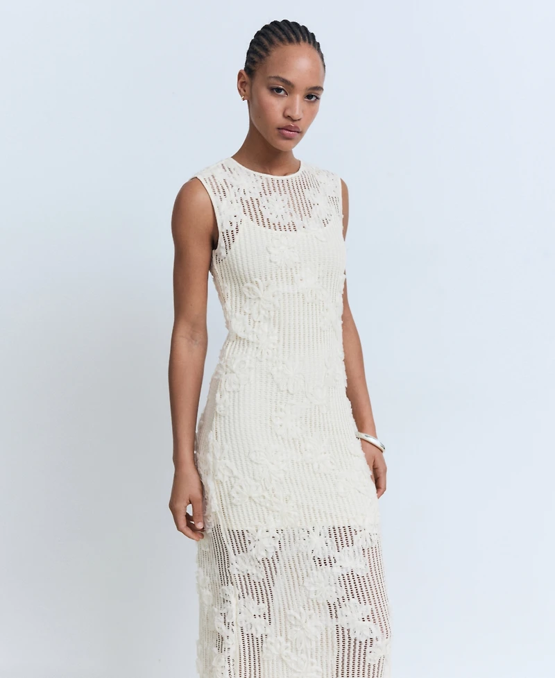 Mango Women's Floral Crochet Dress