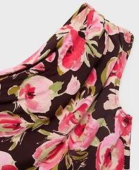Mango Women's Asymmetrical Neck Floral Blouse