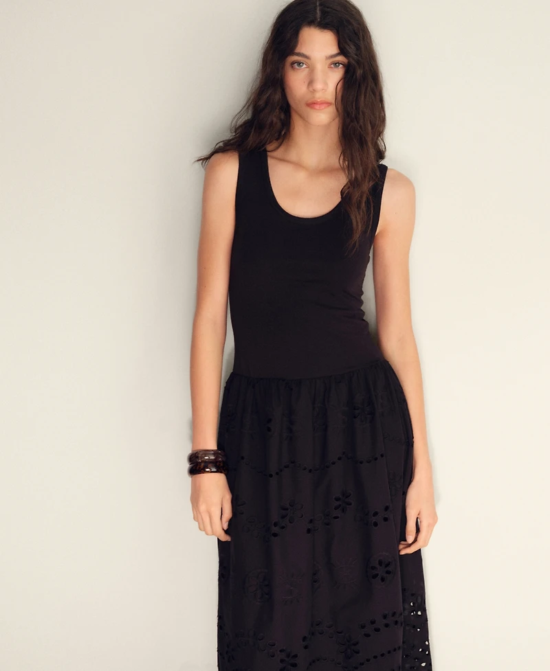 Mango Women's Openwork Embroidery Cotton Dress