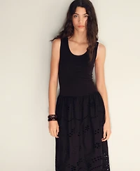 Mango Women's Openwork Embroidery Cotton Dress