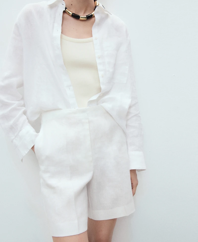 Mango Women's Straight-Fit Linen Shorts