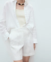 Mango Women's Straight-Fit Linen Shorts