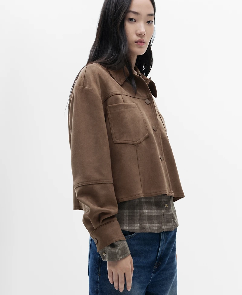 Mango Women's Pockets Leather Effect Jacket