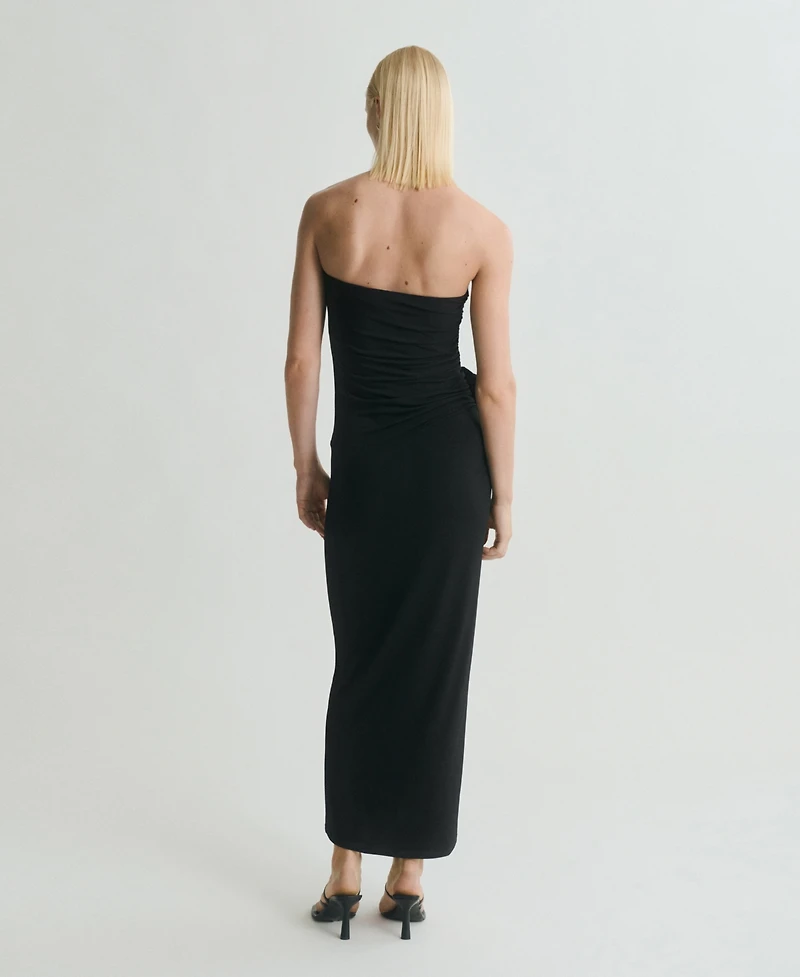 Mango Women's Flower Detail Strapless Dress