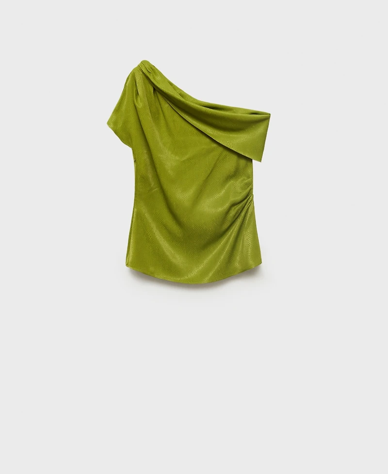 Mango Women's Asymmetrical Neck Satin Blouse