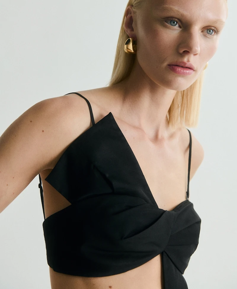 Mango Women's Bow-Design Crop Top