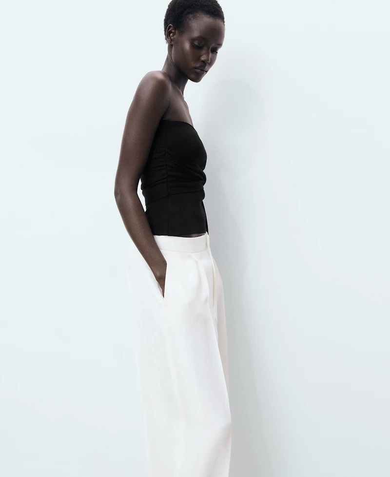 Mango Women's Linen-Blend Pleated Pants