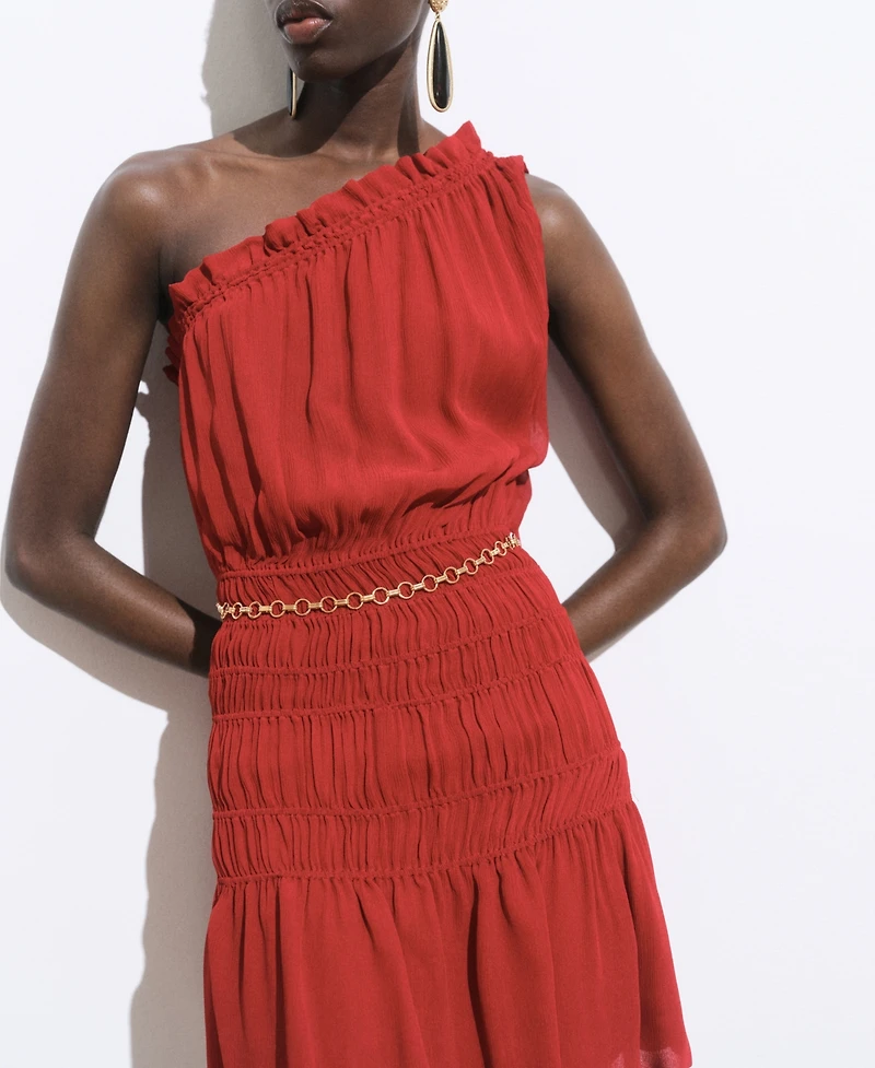 Mango Women's Asymmetrical Gathered Dress