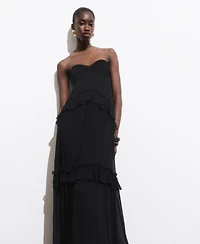 Mango Women's Maxi Strapless Ruffled Dress