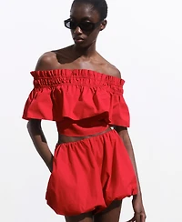Mango Women's Strapless Ruffle Top