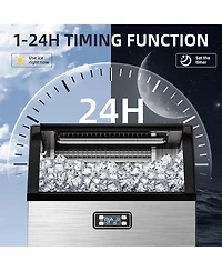 Cowsar Commercial Ice Maker,200LBS/24H, Automatic Stainless Steel Machine with Lcd Panel,Freestanding with 48 Pounds Storage Capacity, Party/Bar/Resta