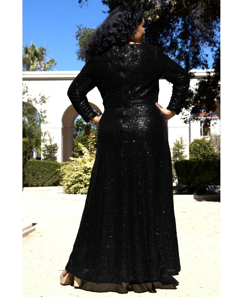 Celebrations by Sydney's Closet Women's Long Sleeve Sequin Formal Dress