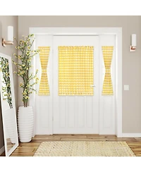 Kate Aurora Plaid Country Farmhouse French Door Curtain Panel With Matching Tieback - 25W x 40L, Yellow