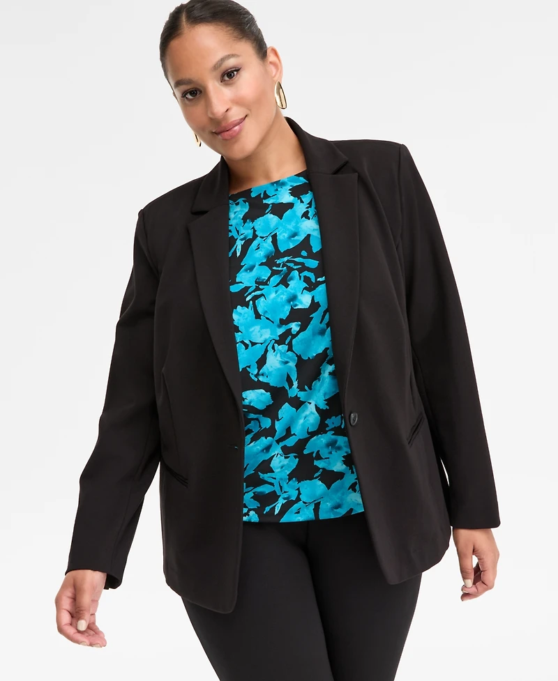I.n.c. International Concepts Plus Ponte Blazer, Exclusively at Macy's