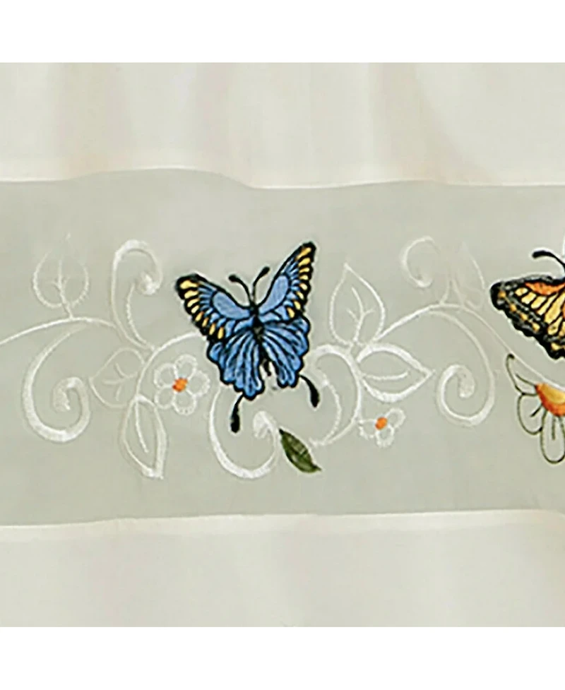 Kate Aurora Embroidered Butterflies & Sunflowers Complete 3 Piece Kitchen Curtain Tier & Valance Set